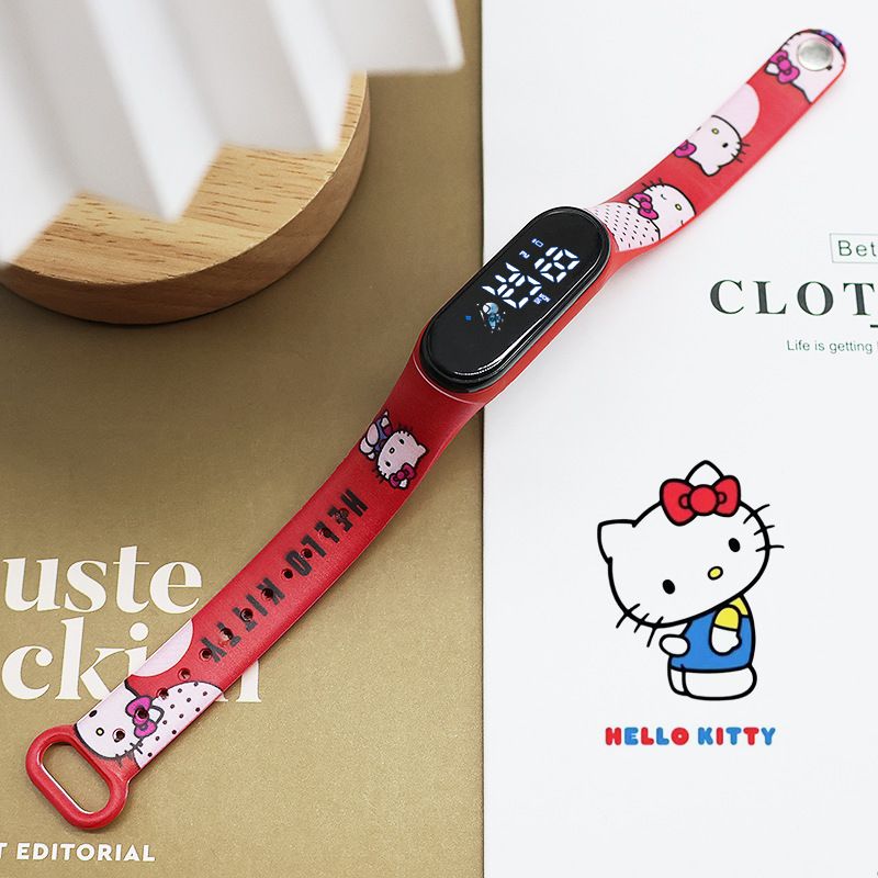 Hello Kitty LED Watch Anime Watch Silicone Boys and Girls Sports Cartoon Characters Children Christmas Birthday Gift