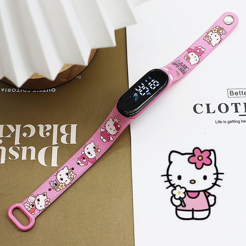 Hello Kitty LED Watch Anime Watch Silicone Boys and Girls Sports Cartoon Characters Children Christmas Birthday Gift