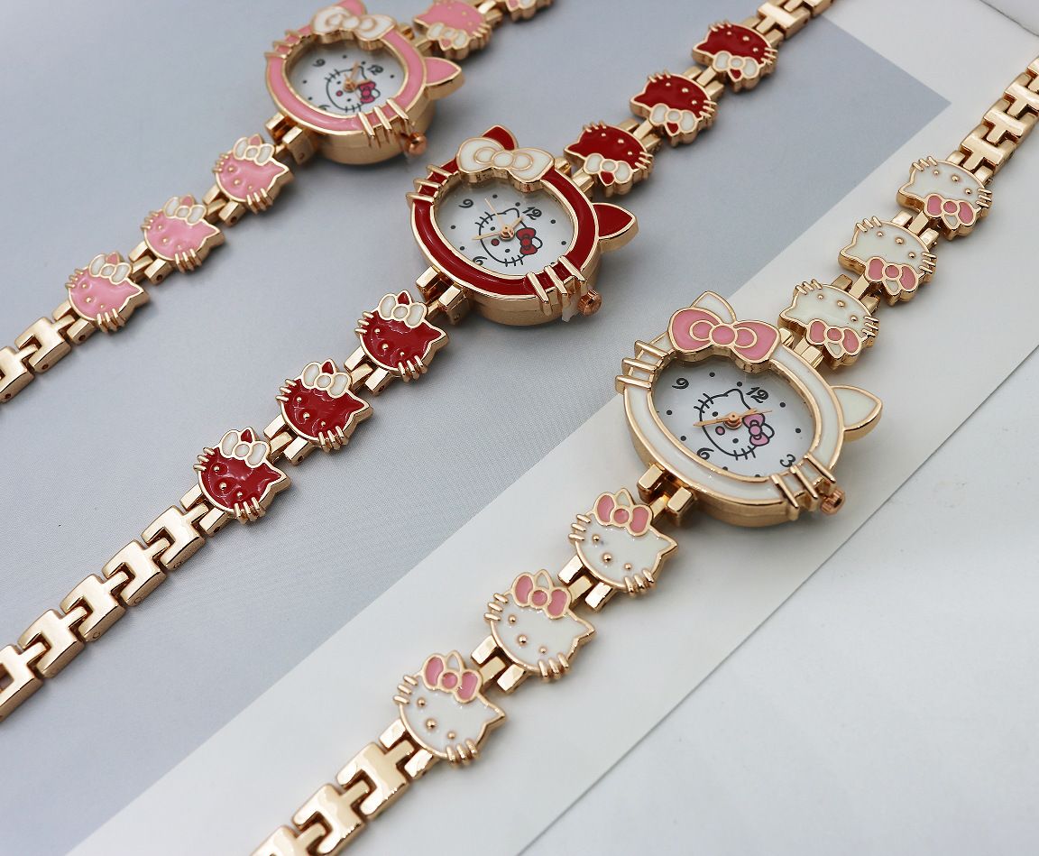 Student Children's Watch Pink Cat Cute Small Dial Female Ladies Bracelet Quartz Girl Clock