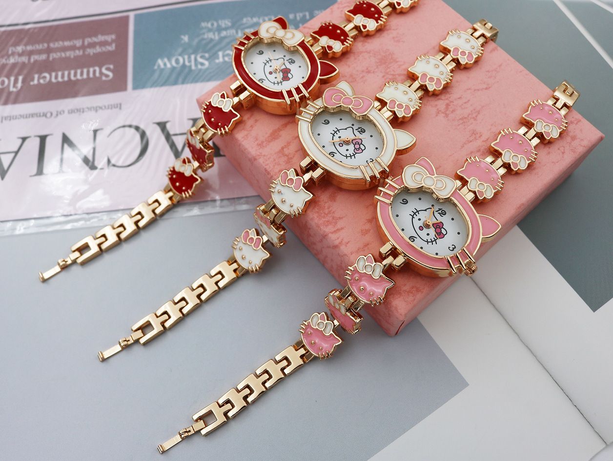 Student Children's Watch Pink Cat Cute Small Dial Female Ladies Bracelet Quartz Girl Clock
