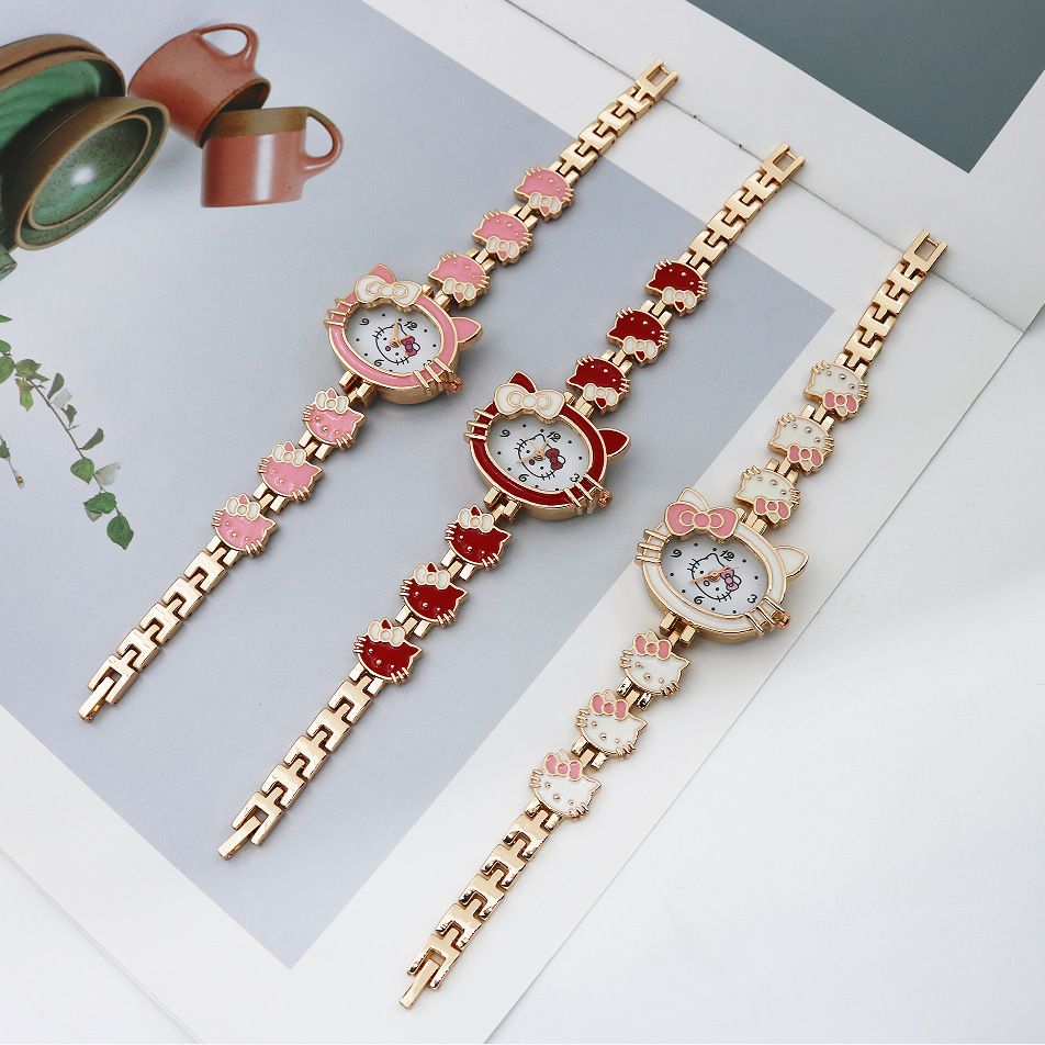 Student Children's Watch Pink Cat Cute Small Dial Female Ladies Bracelet Quartz Girl Clock