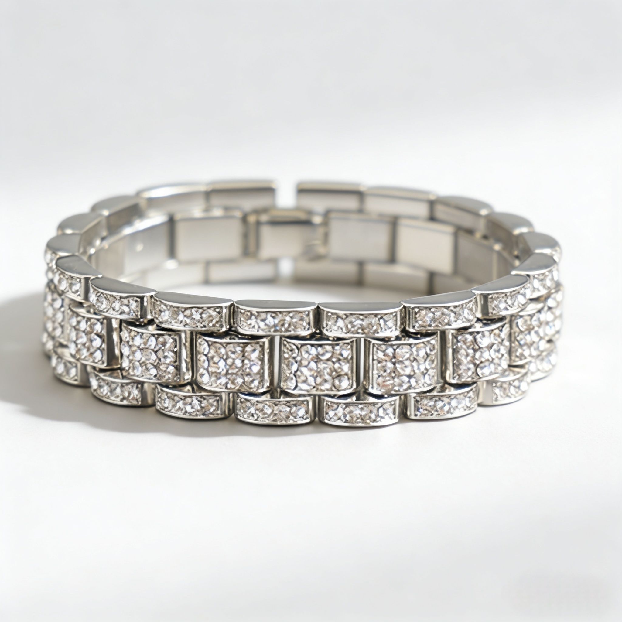 Shiny Long-Lasting Diamond-Encrusted Tank Chain Bracelet – Gold/Silver Cuban Link Accessory for Naija/Kenyan HipHop Crews & Trendsetters