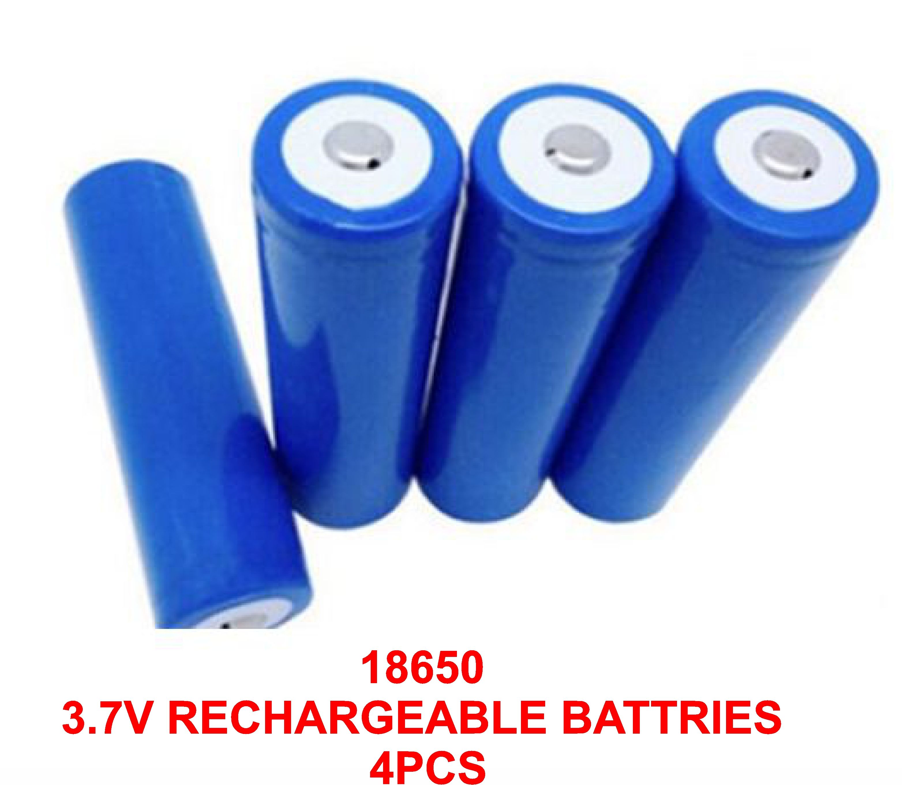 18650 3.7V Rechargeable Batteries – Pack of 4 High-Capacity Li-ion Batteries for Flashlights, Torches & Electronics