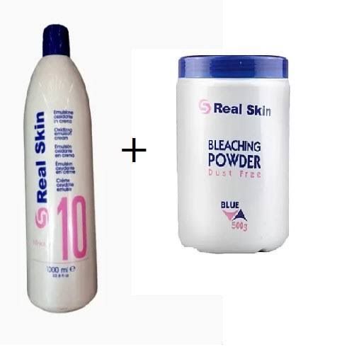 Real Skin Hair Bleaching Dust Powder &Oxidizing Creme Bleach Powder 10Vol,