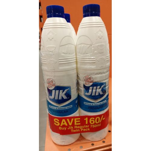 Jik Regular Bleach 750ml- Twin Pack