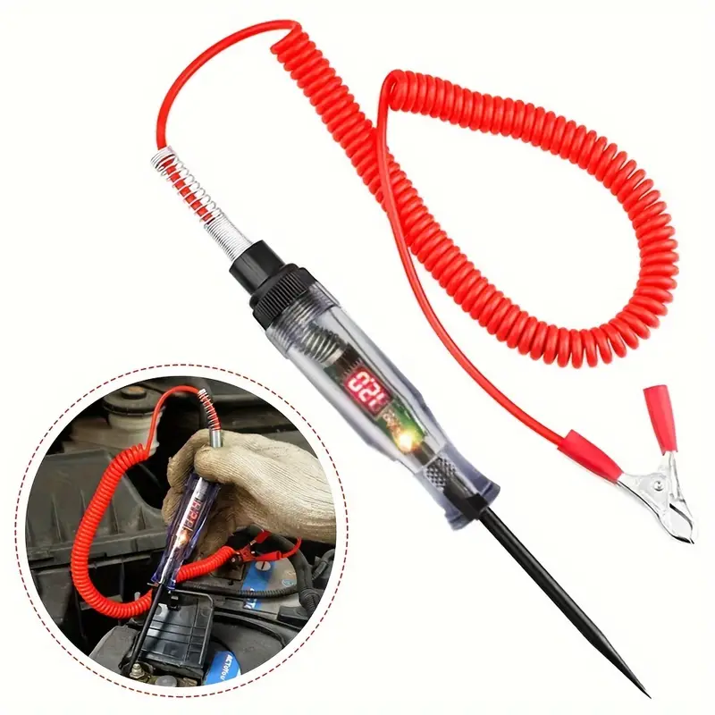 5V-90V Voltage Testing Pen Automotive Circuit Tester With Digital Display And Long Probe For Precise Voltage Measurement Used For Testing And Diagnosis Of Electrical Systems In Automobiles And Trucks