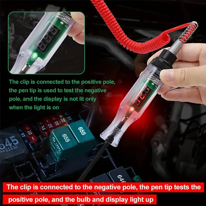 5V-90V Voltage Testing Pen Automotive Circuit Tester With Digital Display And Long Probe For Precise Voltage Measurement Used For Testing And Diagnosis Of Electrical Systems In Automobiles And Trucks