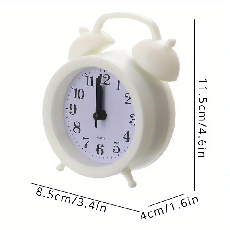 New Arrivals 1PCS Quartz Movement Alarm Clock Electronic Round Number Double Bell Desk Table Digital Quartz Clock Analog Alarm Clock For Bedroom Home Decoration Portable Alarm Clock