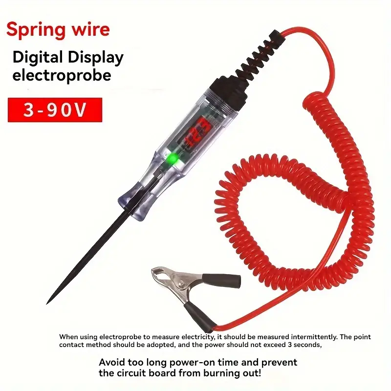 5V-90V Voltage Testing Pen Automotive Circuit Tester With Digital Display And Long Probe For Precise Voltage Measurement Used For Testing And Diagnosis Of Electrical Systems In Automobiles And Trucks