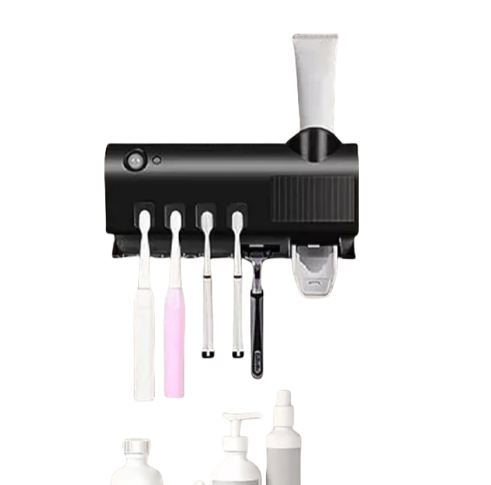 New Arrivals Automatic Toothbrush Steriliser Solar Charge Toothpaste Dispenser for Bathroom Wall Mounted Toothpaste Dispenser UV Toothbrush Holder