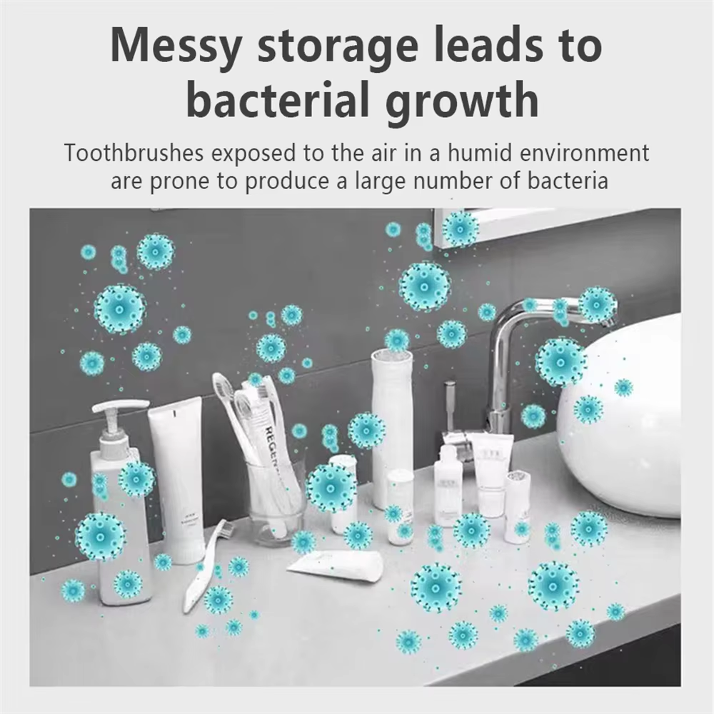 New Arrivals Automatic Toothbrush Steriliser Solar Charge Toothpaste Dispenser for Bathroom Wall Mounted Toothpaste Dispenser UV Toothbrush Holder