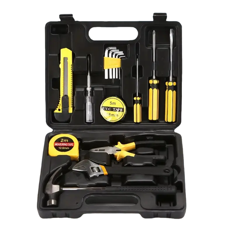 16-Piece Household Tool Set with Wire Crimpers and Iron Handles - Multifunctional Hand Tool Kit for Home Repair, Vehicle Maintenance & DIY Projects - Essential Hammer, Wrench & Screwdriver Combo