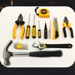 16-Piece Household Tool Set with Wire Crimpers and Iron Handles - Multifunctional Hand Tool Kit for Home Repair, Vehicle Maintenance & DIY Projects - Essential Hammer, Wrench & Screwdriver Combo