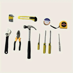 16-Piece Household Tool Set with Wire Crimpers and Iron Handles - Multifunctional Hand Tool Kit for Home Repair, Vehicle Maintenance & DIY Projects - Essential Hammer, Wrench & Screwdriver Combo