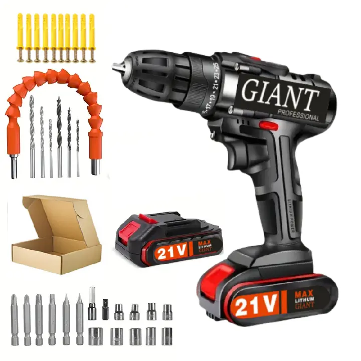 New arrival 21V electric drill with three functions can drill through walls. Industrial-grade commercial electric drill with a torque of up to 45-60 NM, suitable for electricians, carpenters