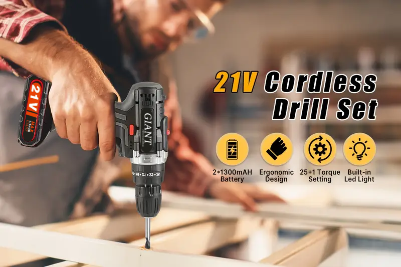 New Arrived 21V Household Electric Drill 38 Piece Set Three Functions