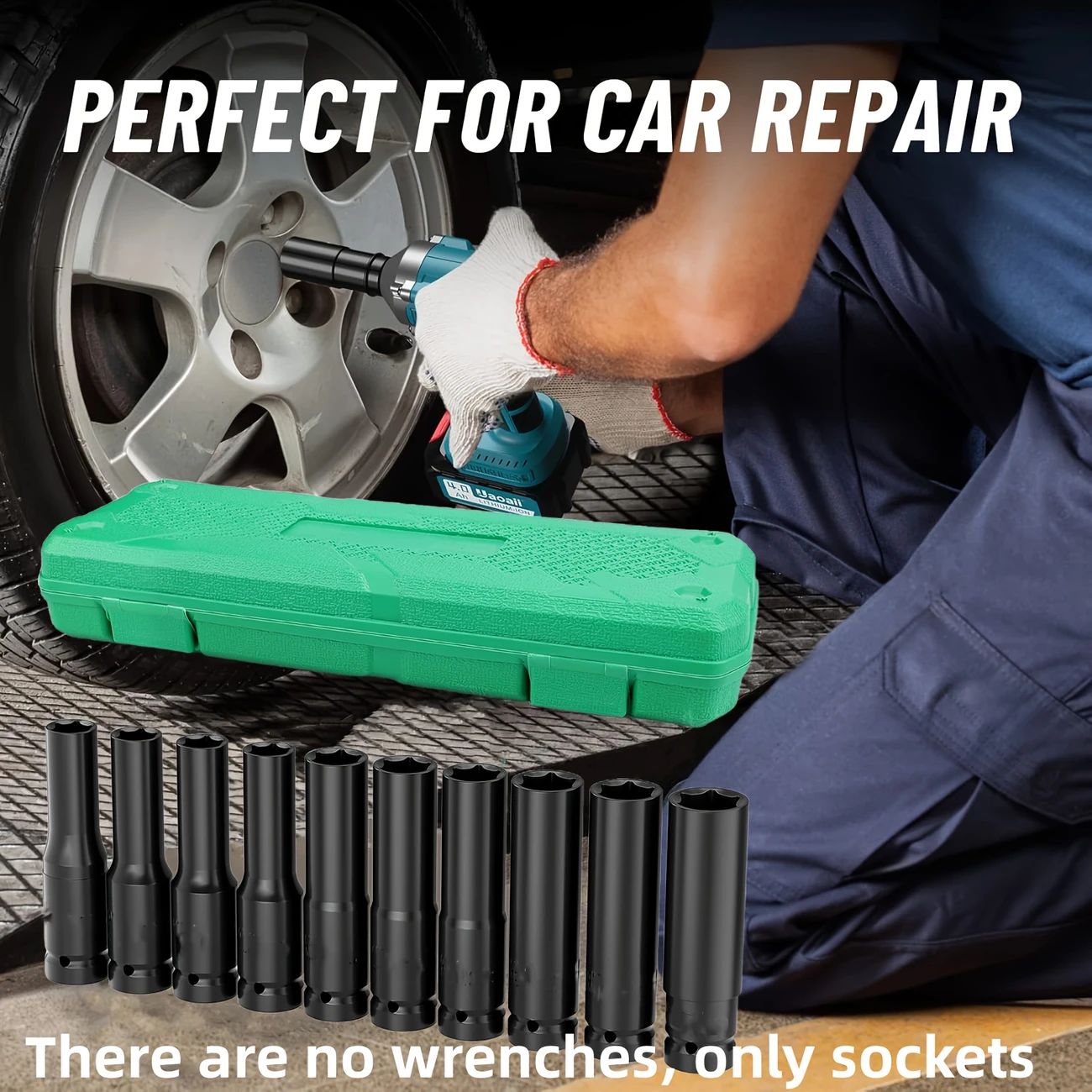 Newly arrived 21v 【High-power cordless impact wrench】 Brushless electric impact wrench gun, 3300 revolutions per minute, 1/2'' lithium-ion wrench, electric wrench  10-24mm metric socket.