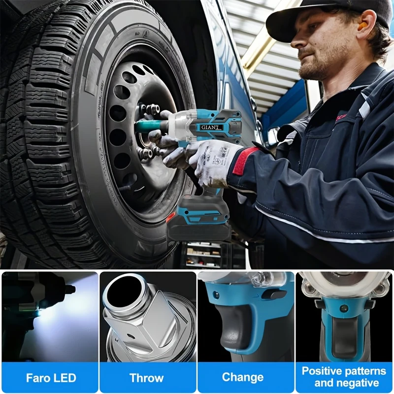 Newly arrived 21v 【High-power cordless impact wrench】 Brushless electric impact wrench gun, 3300 revolutions per minute, 1/2'' lithium-ion wrench, electric wrench  10-24mm metric socket.