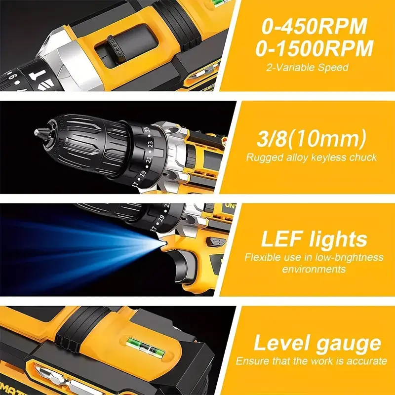 New Arrived 21V Household Electric Drill 38 Piece Set Three Functions