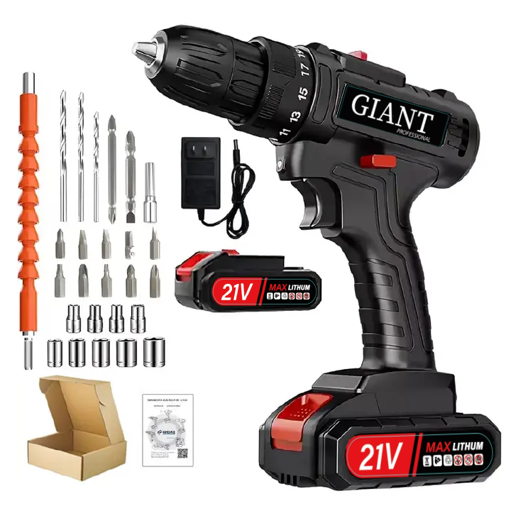 New products arrived! 21V household electric drill, 28-piece set, limited-time promotion. Can drill through wood, metal, ceramics, and plastics. Comes with EU plug accessories.