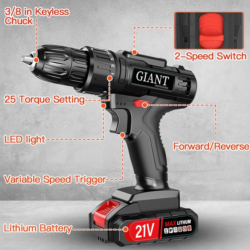 New products arrived! 21V household electric drill, 28-piece set, limited-time promotion. Can drill through wood, metal, ceramics, and plastics. Comes with EU plug accessories.