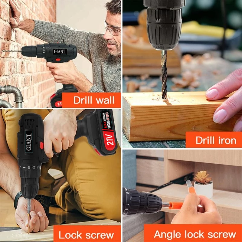 New products arrived! 21V household electric drill, 28-piece set, limited-time promotion. Can drill through wood, metal, ceramics, and plastics. Comes with EU plug accessories.