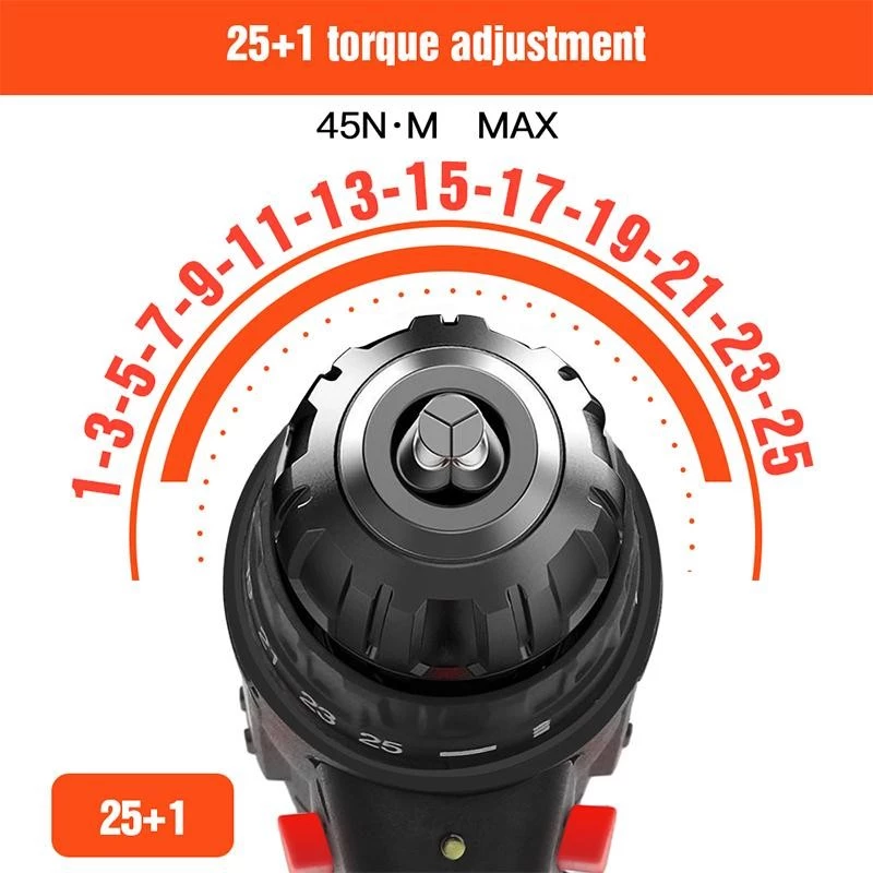 New products arrived! 21V household electric drill, 28-piece set, limited-time promotion. Can drill through wood, metal, ceramics, and plastics. Comes with EU plug accessories.