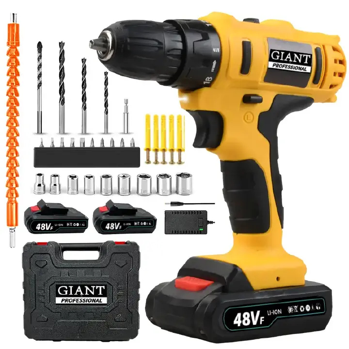 21V Wireless Drill Kit: Comes with 18+1 clutch electric drill bit with 2Ah battery, 3/8 inch keyless chuck, maximum torque 45N·m. 2 variable-speed work lights. 1 battery and quick charger for screwdri