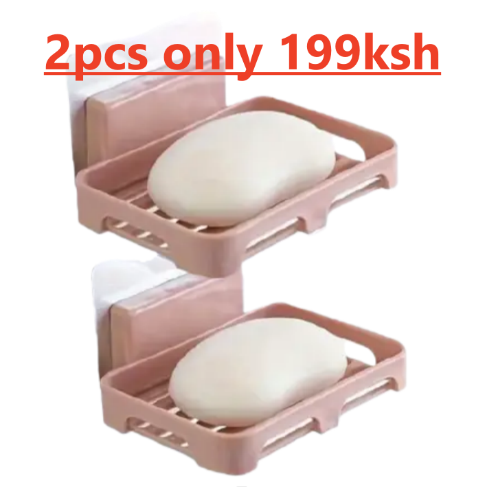 New Arrivals 2PCS Wall Mounted Soap Dishes Rectangular Plastic Soap Holder Bathroom Shower Soap Tray with Drain  Kitchen Sponge Organizer
