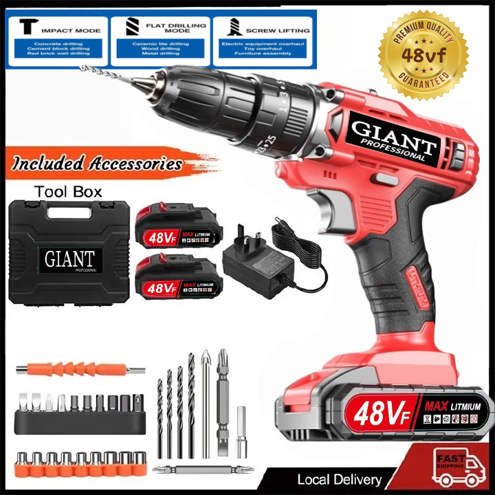 New arrival 21V electric drill with three functions can drill through walls. Industrial-grade commercial electric drill with a torque of up to 45-60 NM, suitable for electricians, carpenters