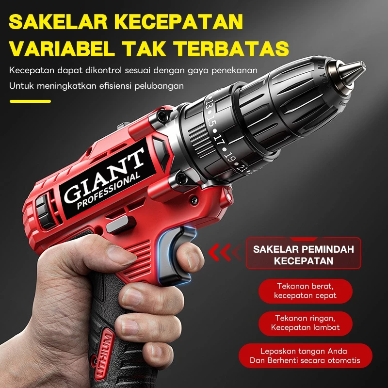 New arrival 21V electric drill with three functions can drill through walls. Industrial-grade commercial electric drill with a torque of up to 45-60 NM, suitable for electricians, carpenters