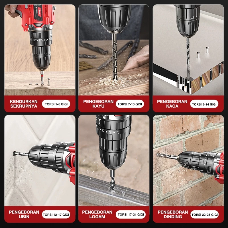 New arrival 21V electric drill with three functions can drill through walls. Industrial-grade commercial electric drill with a torque of up to 45-60 NM, suitable for electricians, carpenters