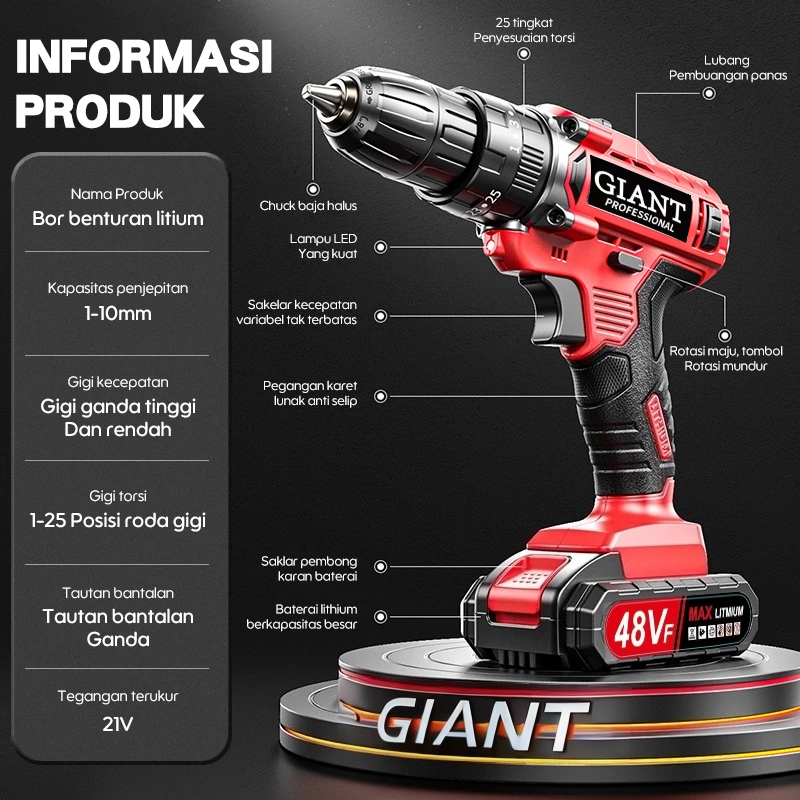 New arrival 21V electric drill with three functions can drill through walls. Industrial-grade commercial electric drill with a torque of up to 45-60 NM, suitable for electricians, carpenters