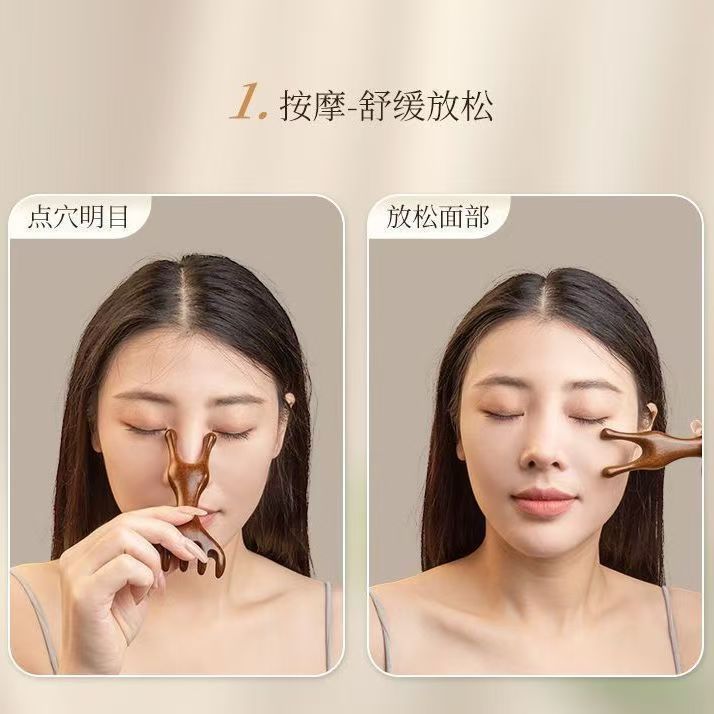 New golden silk sandalwood massage comb meridian five claw comb dual nose-scraping antler frog comb rake long handle head massage