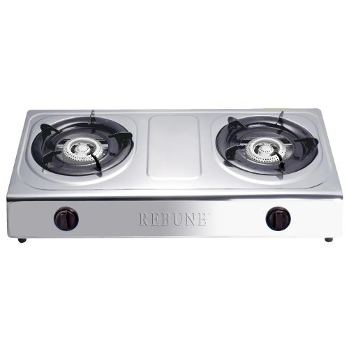 【Special offer】2 Burner Rebune RE-4-055 Table Top Gas Cooker with 1 year warranty High Quality Auto Ignition Gas Cooker Gas Cooker Two Double Burner.