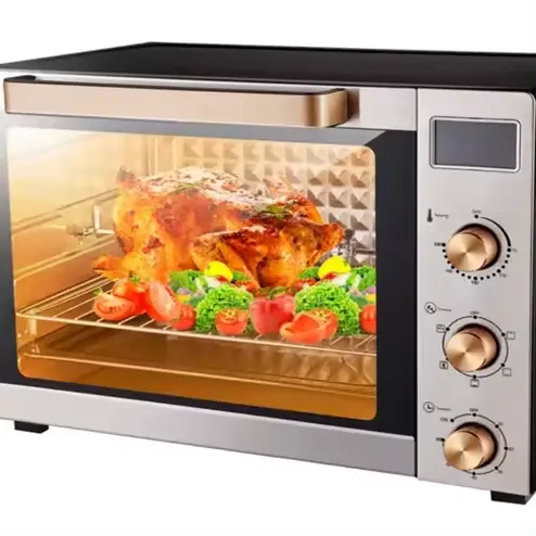 Rebune Adjustable thermostat French Electric Oven  RE-10-025  60 litres With convection & rotisserie &inner lamp 4 stages switch heating selectorTop & bottom heating Convection & rotisserie function