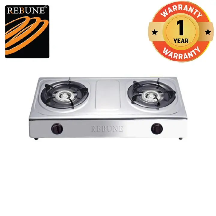 【Special offer】2 Burner Rebune RE-4-055 Table Top Gas Cooker with 1 year warranty High Quality Auto Ignition Gas Cooker Gas Cooker Two Double Burner.