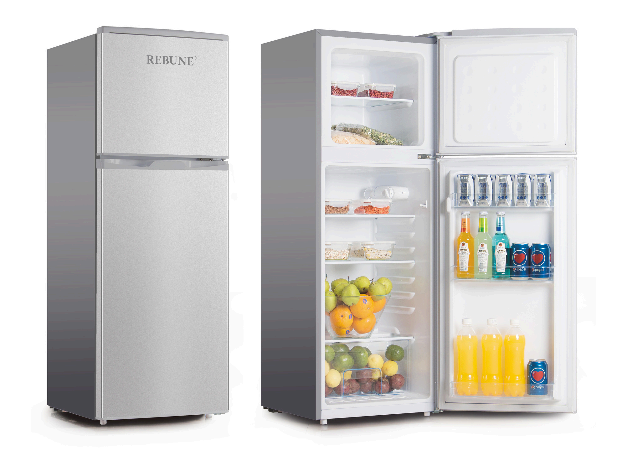 Rebune 2 Doors Fridge 118 Litres Refrigerator RE-BCD-118S Refrigerator Fridge Double Door fridge and freezer with 1 year warranty