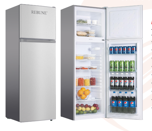 Rebune 275L Fridge Freezer RE-BCD-275 Energy Saving Double Doors Refrigerator 220-240V 50HZ
