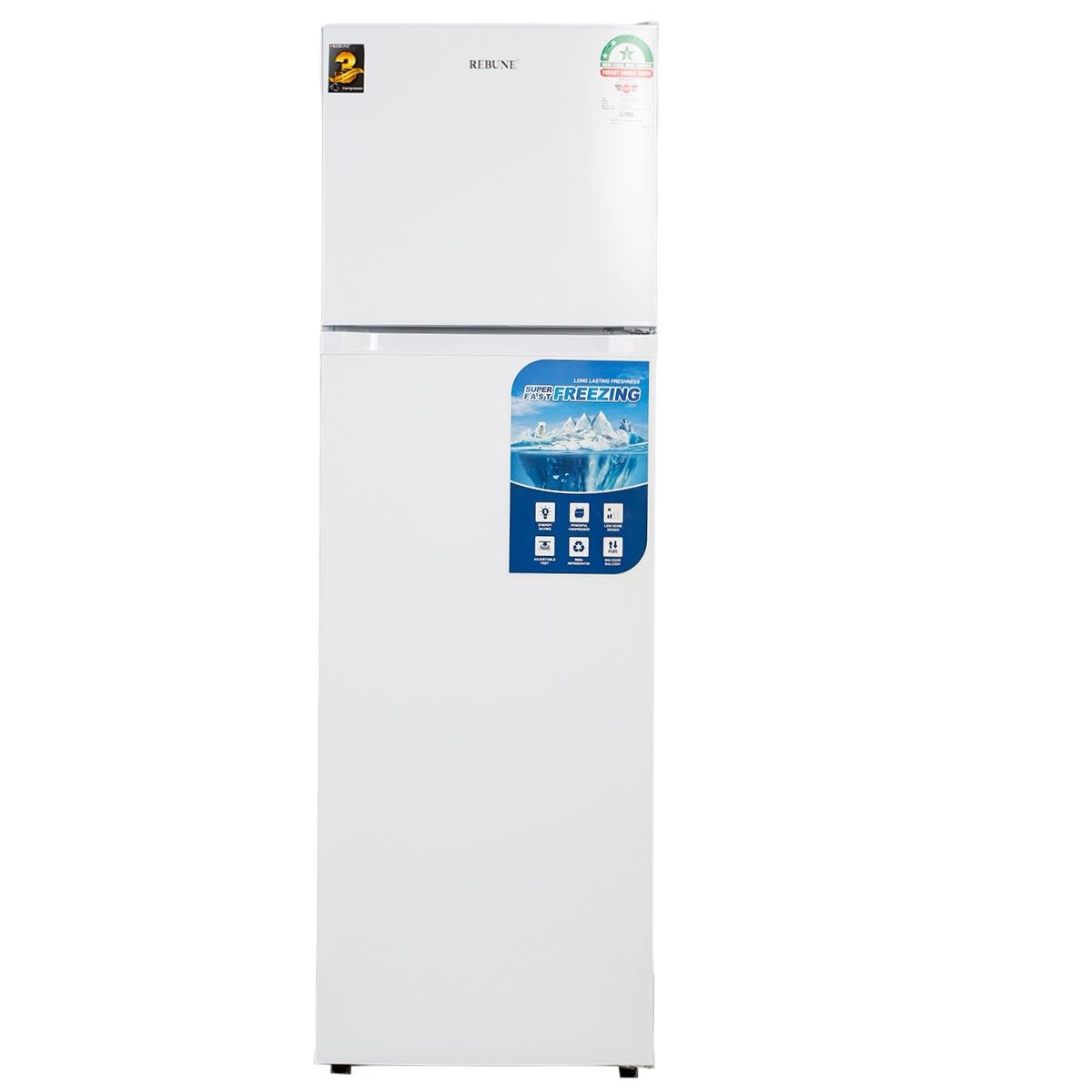 Rebune 2 Doors Fridge 118 Litres Refrigerator RE-BCD-118W Refrigerator Fridge Double Door fridge and freezer with 1 year warranty