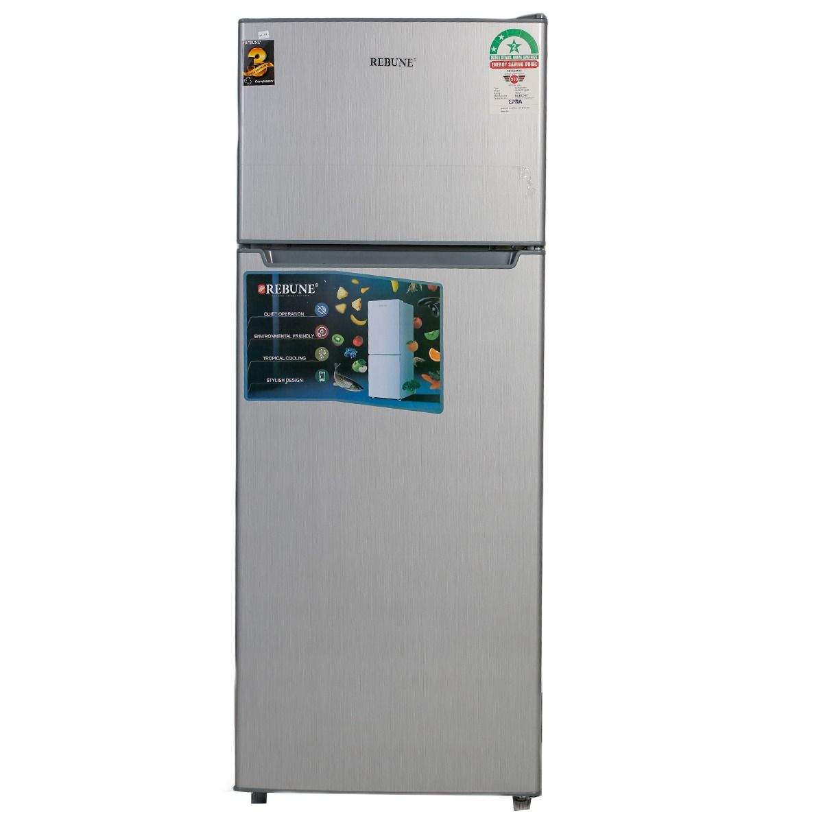 Rebune 138L Fridge Freezer RE-BCD138 Energy Saving Double Doors Refrigerator 220-240V 50HZ