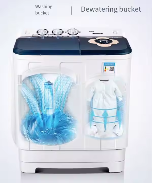 New Arrivals!!Rebune 10kgs Twin tub Washing Machine  RE-XPB100-E01 semi-automatic top load wash and spin washing maching with 1year warranty