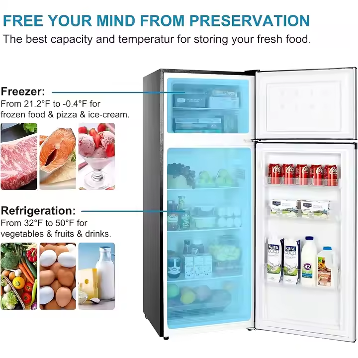 Rebune 210L Fridge Freezer RE-BCD-210 Energy Saving Double Door Refrigerator 220-240V 50HZ low noise with 1 year warranty