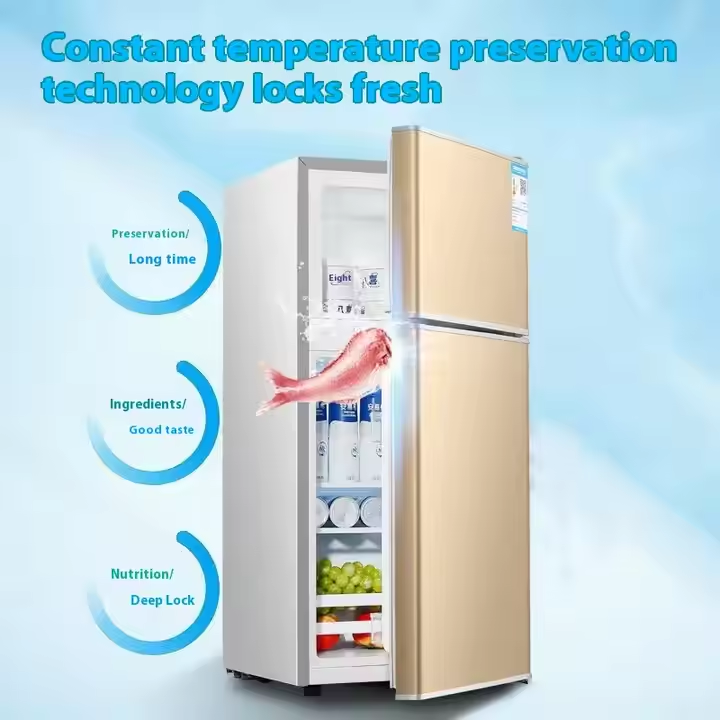 Rebune 138L Fridge Freezer RE-BCD138 Energy Saving Double Doors Refrigerator 220-240V 50HZ with 1 year warranty