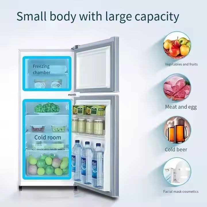 Rebune 138L Fridge Freezer RE-BCD138 Energy Saving Double Doors Refrigerator 220-240V 50HZ with 1 year warranty