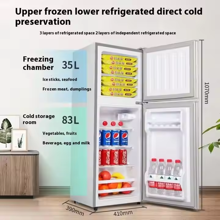 Rebune 2 Doors Fridge 118 Litres Refrigerator RE-BCD-118S Refrigerator Fridge Double Door fridge and freezer with 1 year warranty