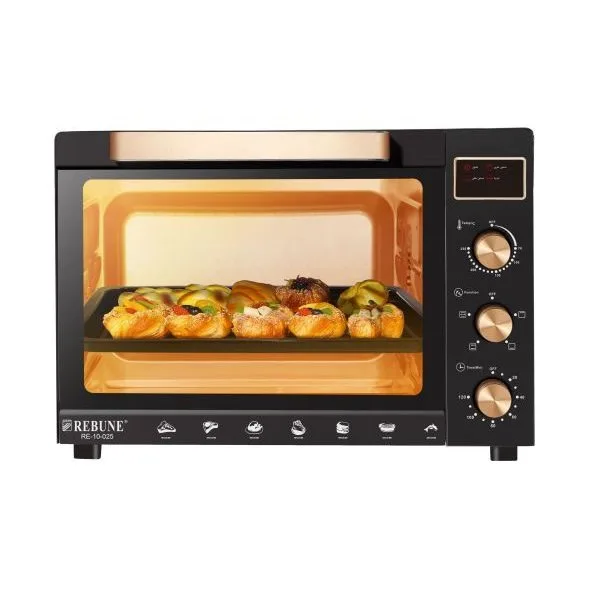 Rebune Electric Oven 60L RE-10-025 1900W LED screen glass door Electric Rotisserie Oven Grill With 1 Yr Warranty
