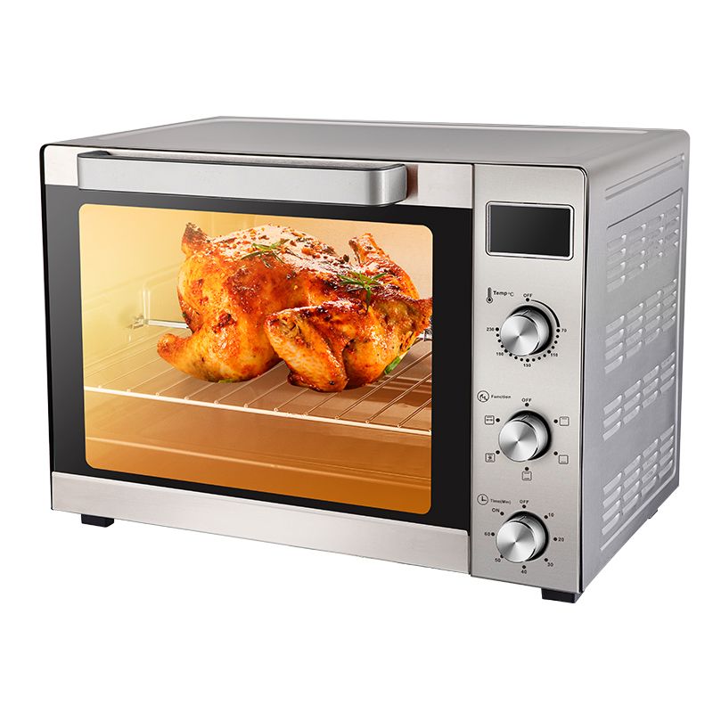 Rebune 60L Electric Oven RE-10-025 1900W LED screen Commercial Kitchen Pizza Cake Baking Machine 110v/220v Electric Oven With Timer glass door Electric Rotisserie Oven Grill With 1 Yr Warranty