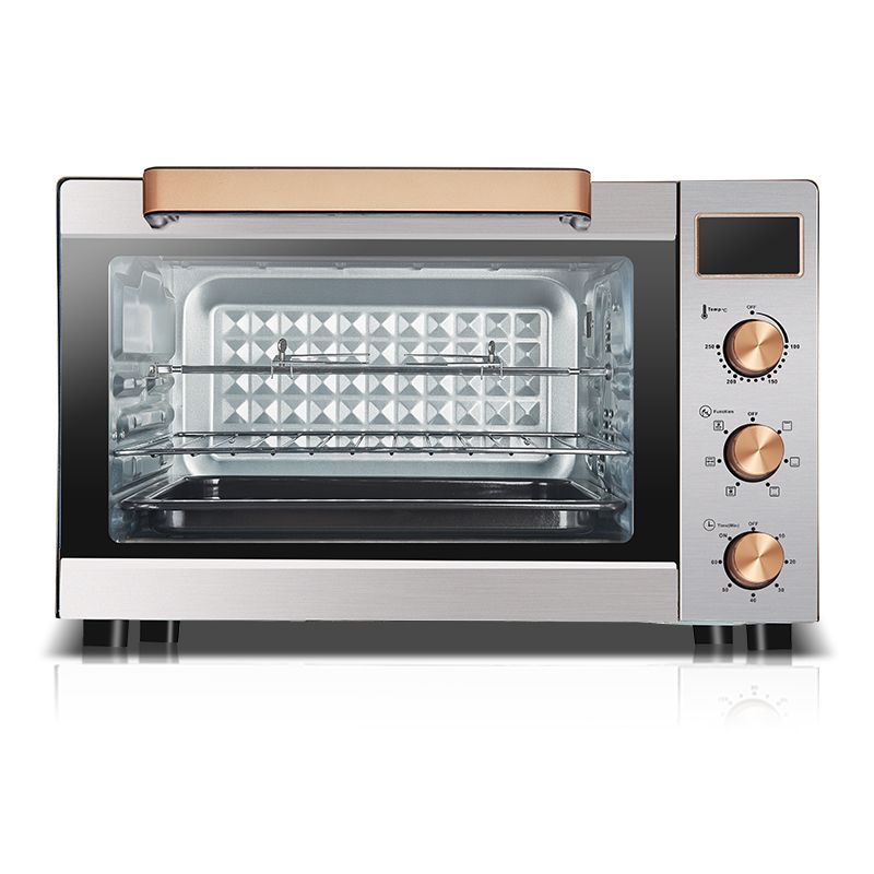 Rebune 60L Electric Oven RE-10-025 1900W LED screen Commercial Kitchen Pizza Cake Baking Machine 110v/220v Electric Oven With Timer glass door Electric Rotisserie Oven Grill With 1 Yr Warranty