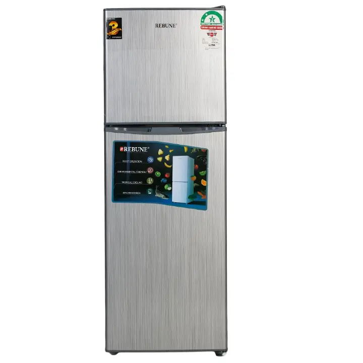 Rebune 210L Fridge Freezer RE-BCD-210 Energy Saving Double Door Refrigerator 220-240V 50HZ low noise Inside condenser, Recessed handle Compressor cooling,R600a refrigerant with 1 year warranty